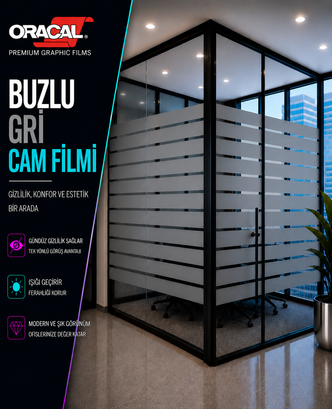 Buzlu şeritli ofis cam filmi (Kopya)