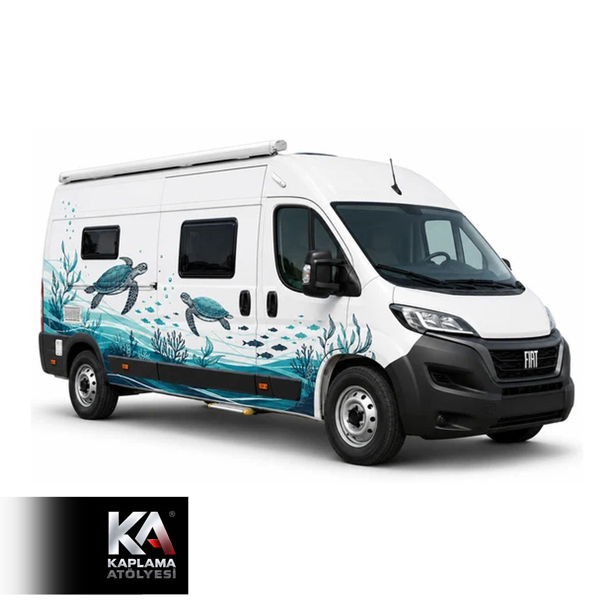 Turkuaz Yolculuk Karetta Temalı– Motokaravan Kaplama Folyosu
