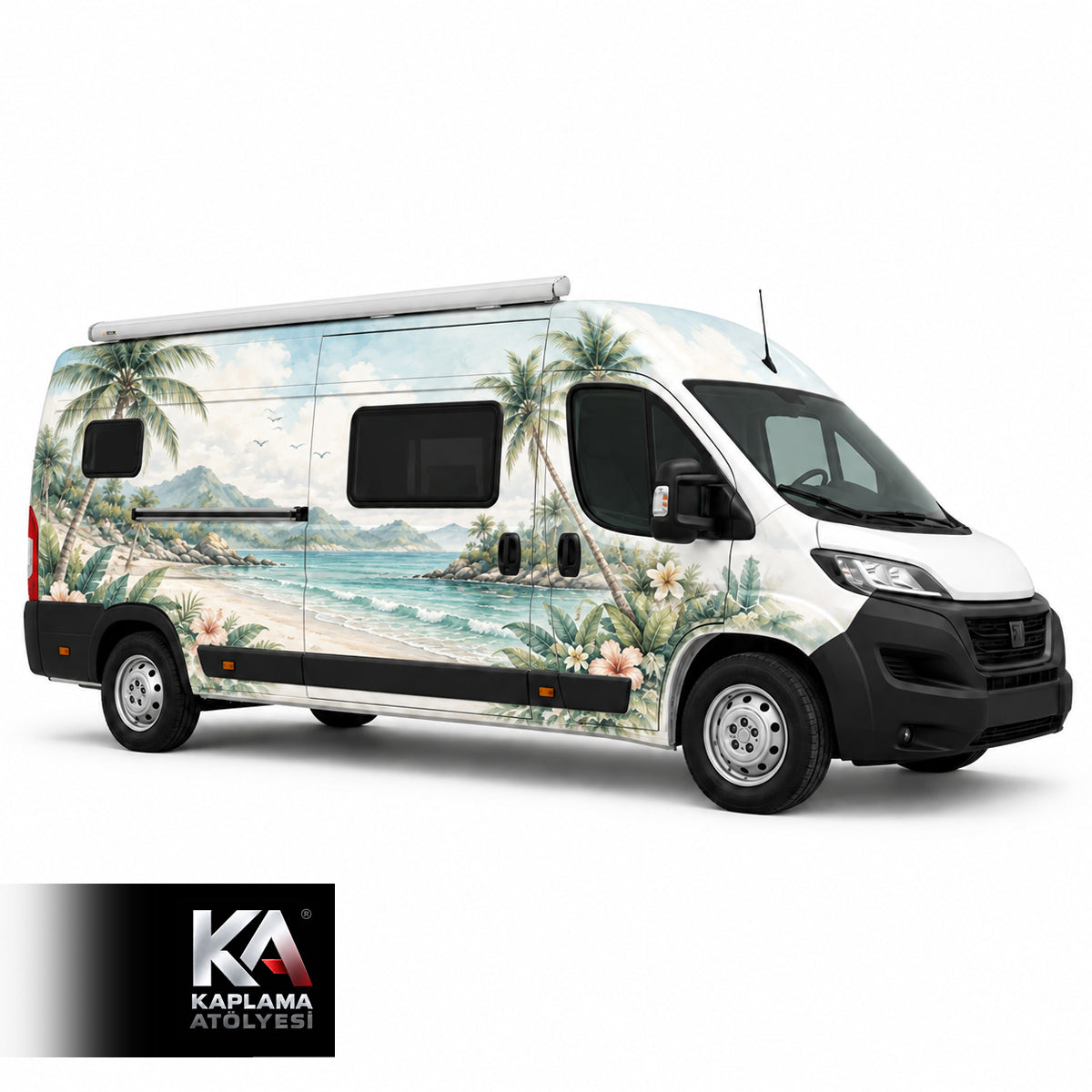 Pastel Tropik Sahil – Motokaravan Kaplama Folyosu