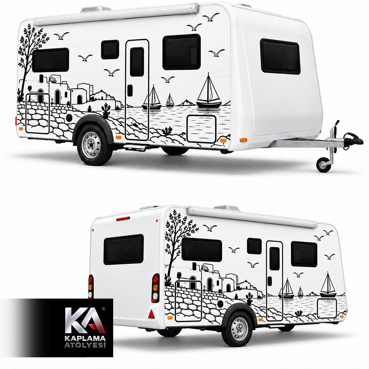 Deniz Kenarı Bodrum Temalı – Çekme Karavan Kaplama Folyosu