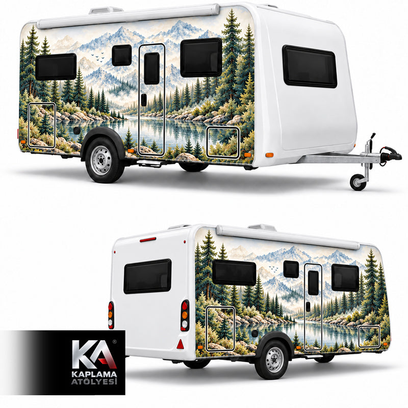 Suluboya Doğa Manzaralı – Çekme Karavan Kaplama Folyosu
