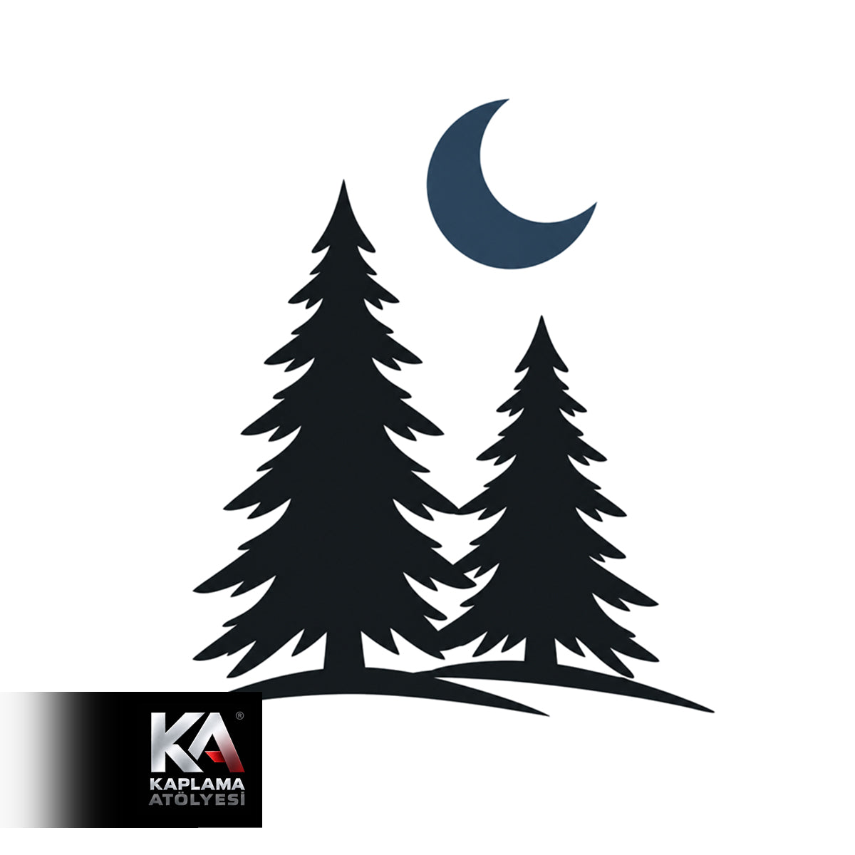 Ay ve Ağaç Temalı Kamp Doğa Sticker