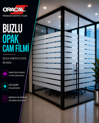 Buzlu şeritli ofis cam filmi (Kopya)