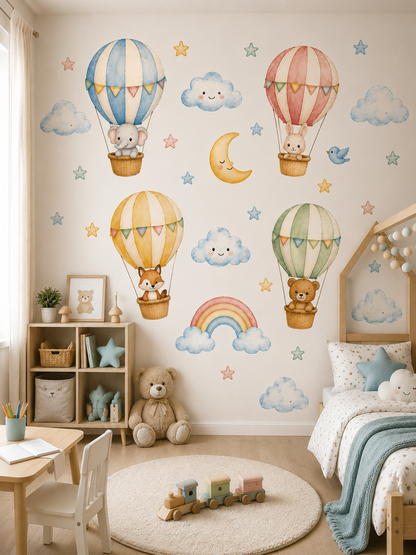 Uçan balon temalı çocuk odası sticker seti