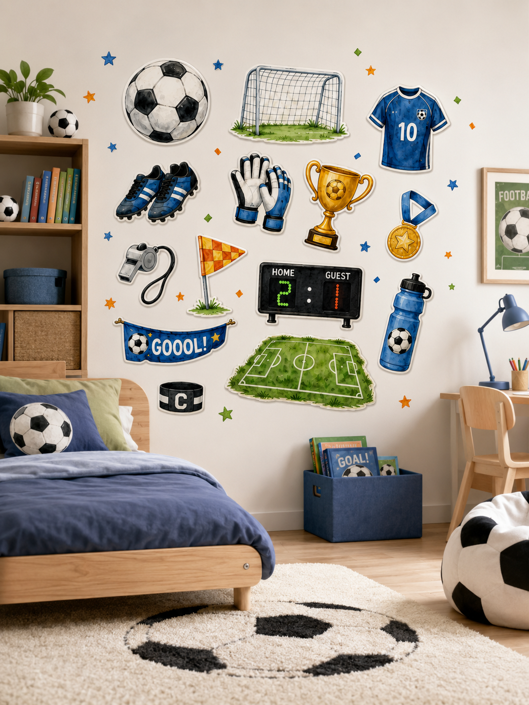 Futbol temalı çocuk odası sticker seti