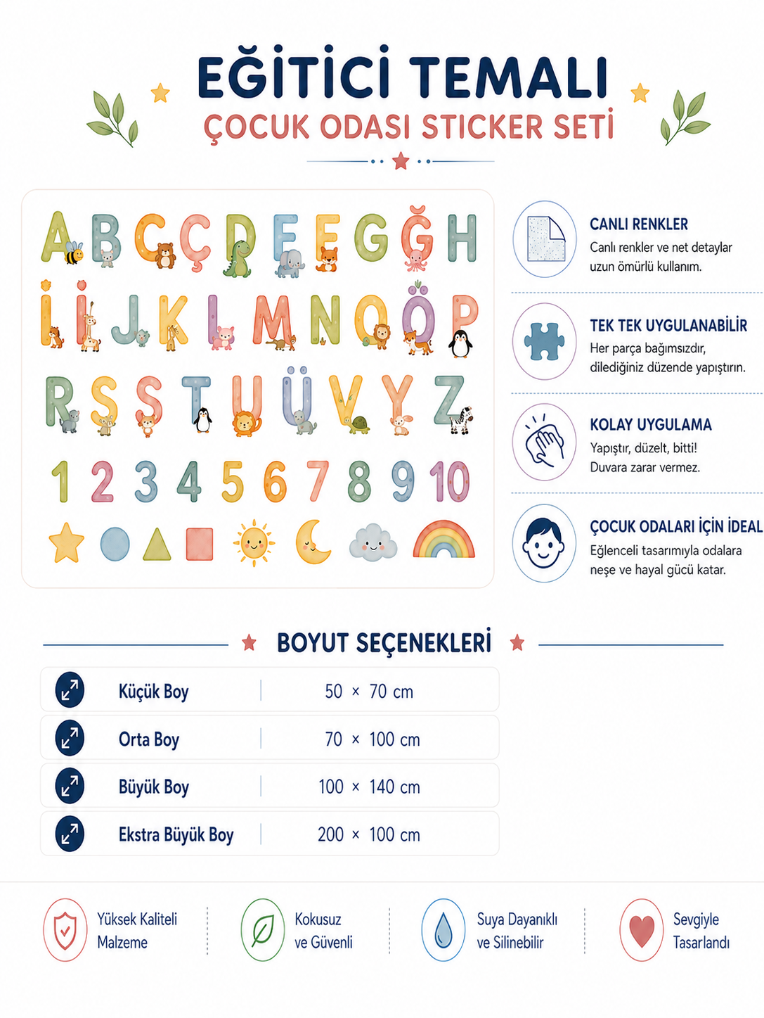 Eğitici temalı çocuk odası sticker seti - Sayılar