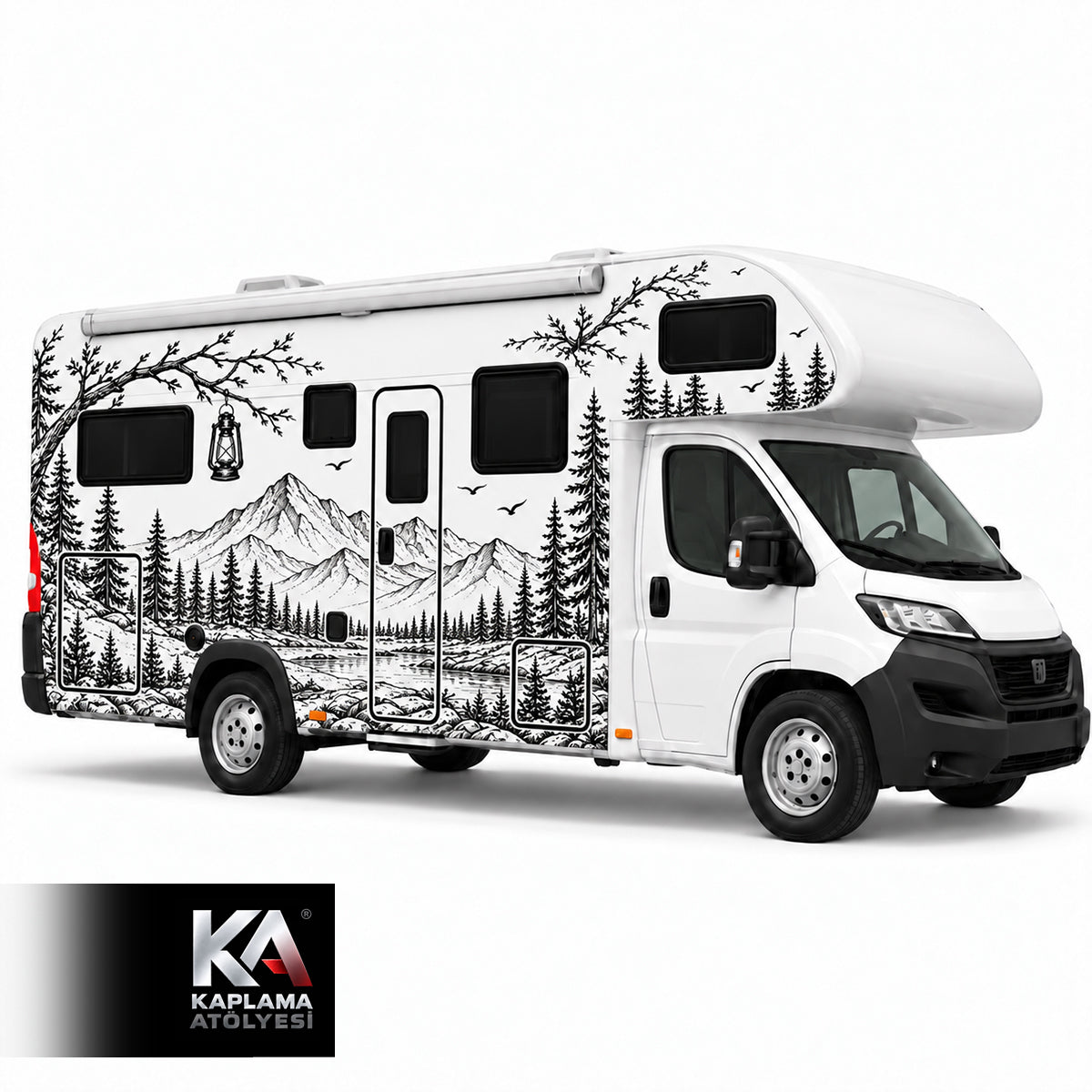 Dağ ve Ağaç Temalı – Alkovensiz Motokaravan Kaplama Folyosu