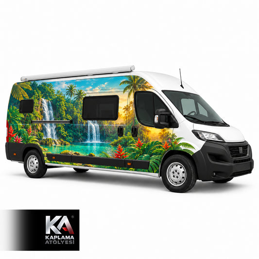 Şelale Manzaralı – Motokaravan Kaplama Folyosu