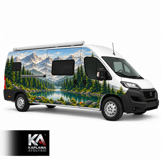 Alp Gölü ve Dağ Manzarası – Motokaravan Kaplama Folyosu