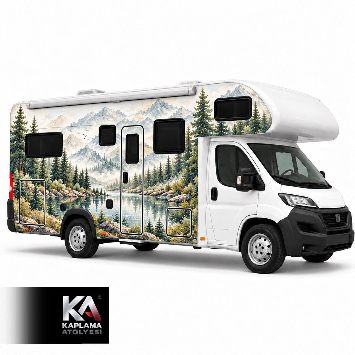 Suluboya Doğa Manzaralı – Alkovenli Motokaravan Kaplama Folyosu