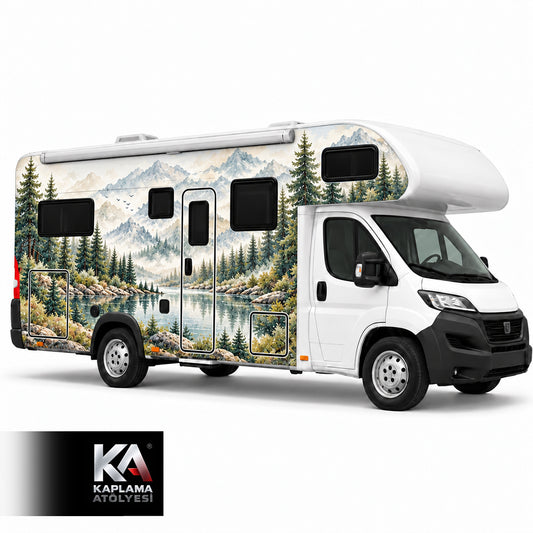 Suluboya Doğa Manzaralı – Alkovenli Motokaravan Kaplama Folyosu