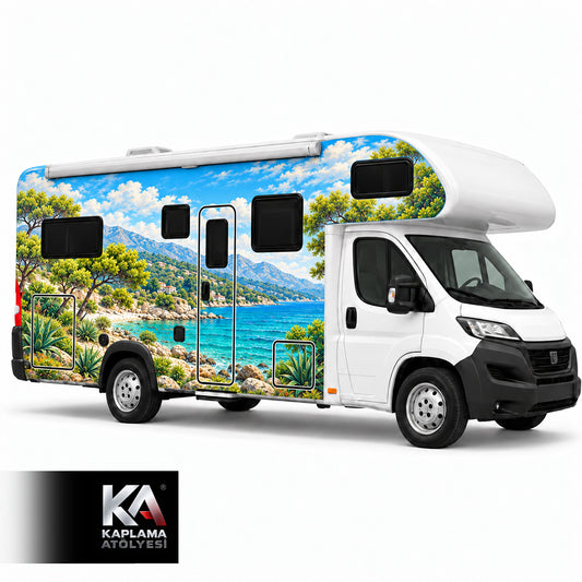 Kayalık Orman Kıyısı – Alkovenli Motokaravan Kaplama Folyosu