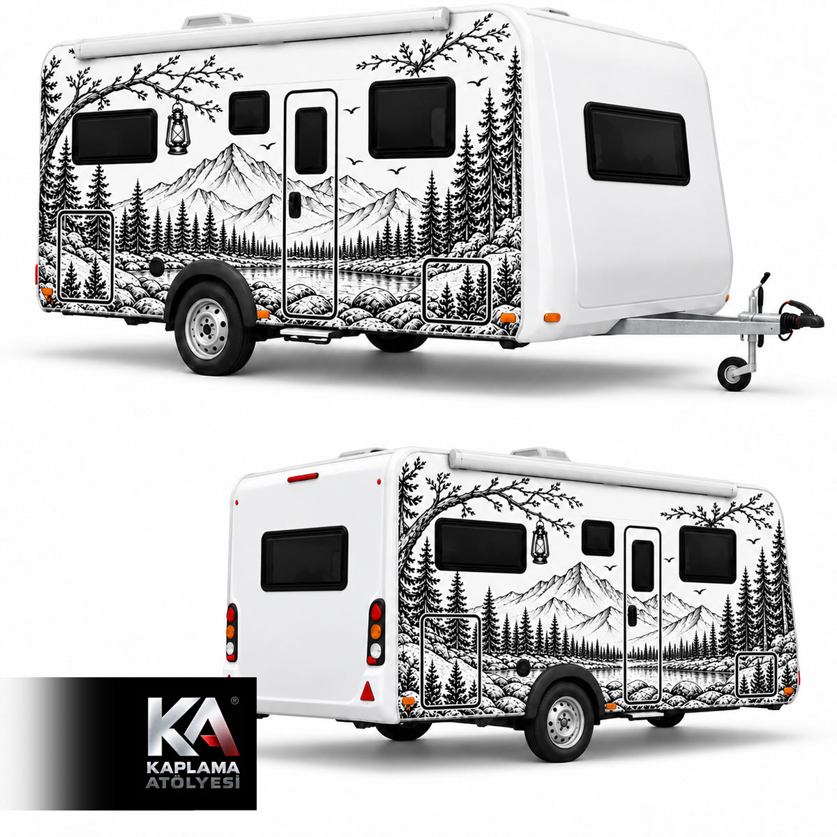 Dağ ve Ağaç Temalı – Çekme Karavan Kaplama Folyosu