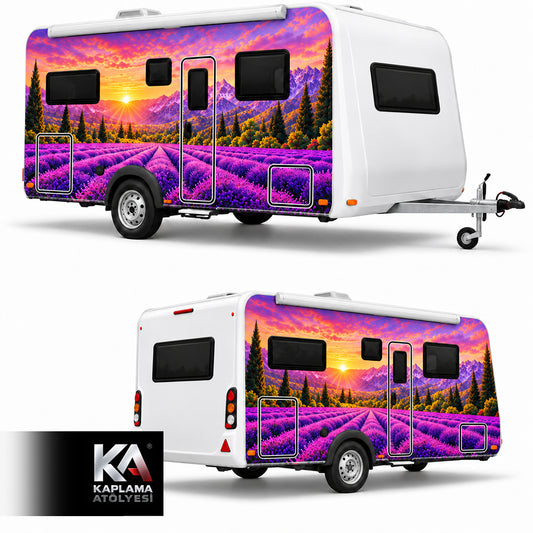 Lavanta Tarlası Manzaralı – Çekme Karavan Kaplama Folyosu