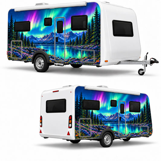 Kuzey Işıkları Manzaralı – Çekme Karavan Kaplama Folyosu