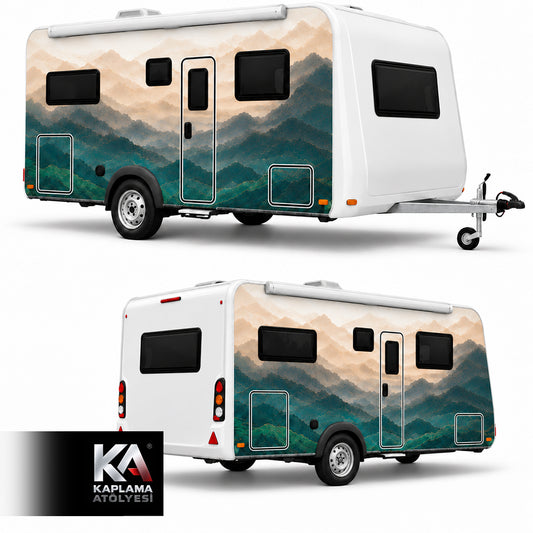 Tropik Dağ Manzaralı – Çekme Karavan Kaplama Folyosu