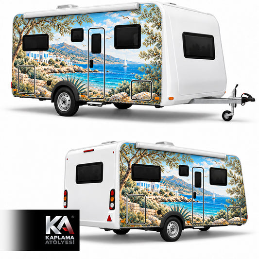 Zeytinli Ege Kıyısı – Çekme Karavan Kaplama Folyosu