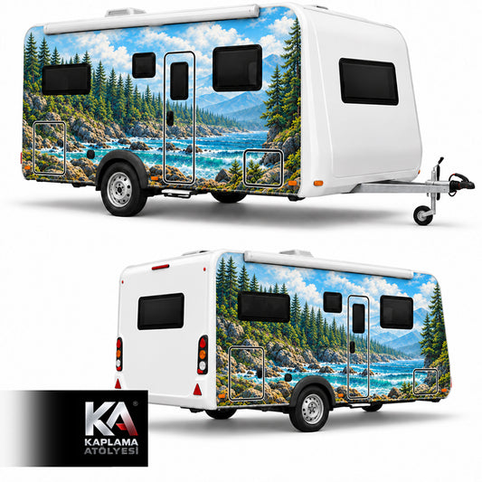 Kayalık Orman Kıyısı – Çekme Karavan Kaplama Folyosu