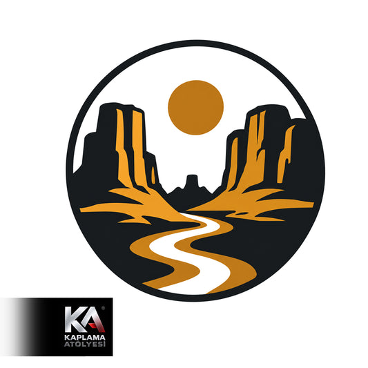 Güneş ve Yol Temalı Kamp Doğa Sticker