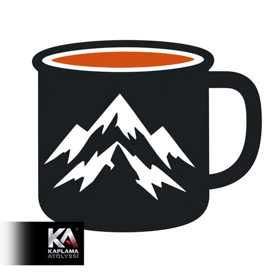 Kamp Bardak Temalı Kamp Doğa Sticker