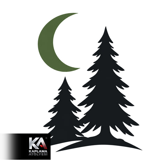 Çam Ağacı Ay Temalı Kamp Doğa Sticker